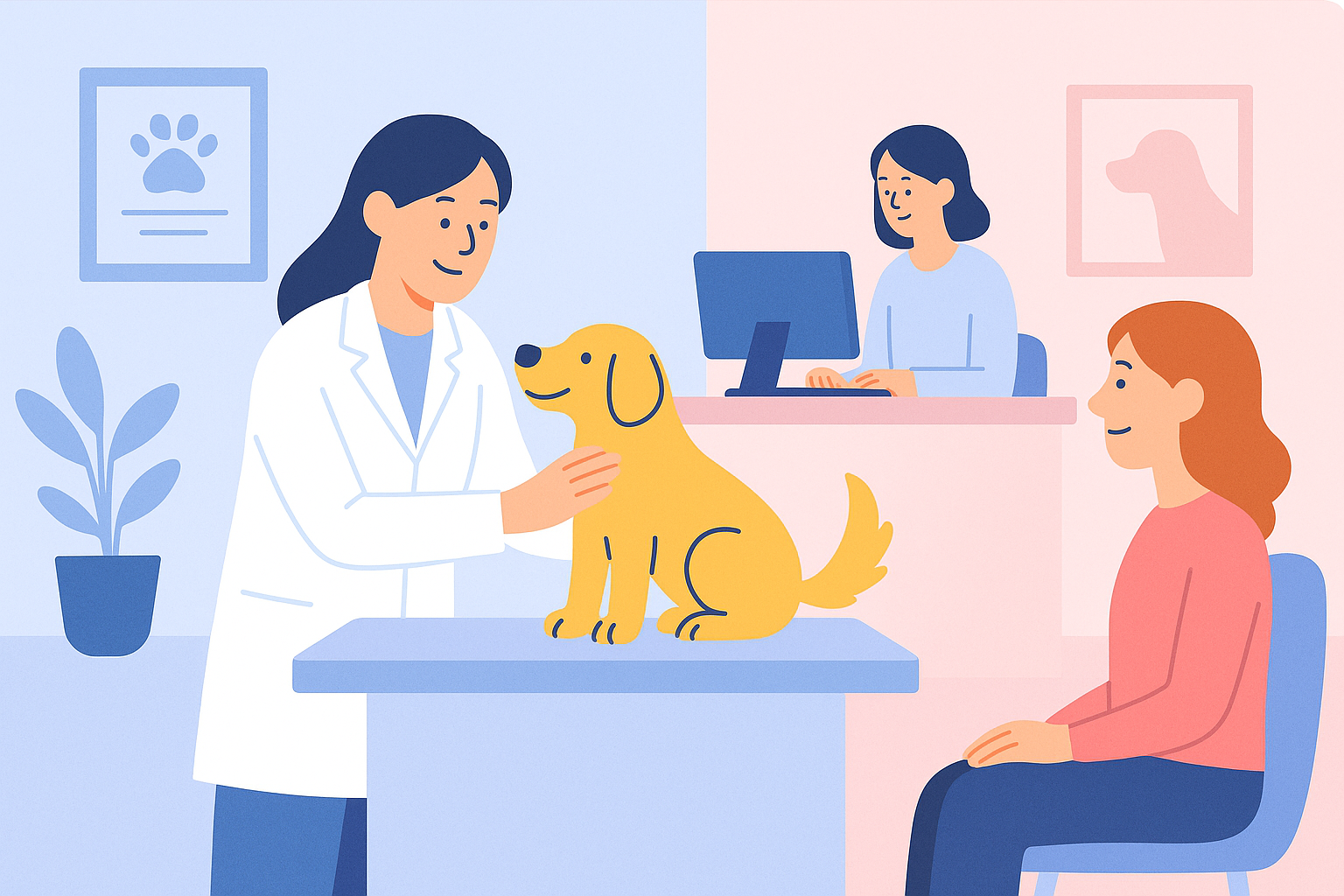 Illustration depicting the future of veterinary care with technology